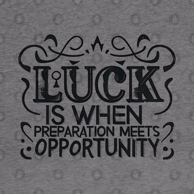 Luck Meets Preparation - Motivational Quote Design 1 by Caos Maternal Creativo